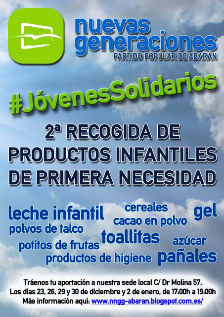 Nuevas Generaciones de Abarán organiza por segundo año consecutivo una Recogida de Productos Infantiles
