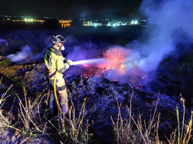 Bomberos extinguen un incendio de cuneta próximo a zona forestal en Abarán